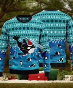 Santa Claus Hat Oracle Whale Blue Ugly Sweater Christmas Party