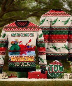 Santa Claus Is Kayaking To Town Christmas Gift Ugly Christmas Sweater Xmas Holiday
