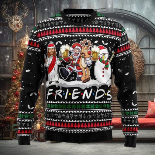 Santa Claus Jesus Friend Ugly Christmas Sweater Thankgiving Gift Men Women