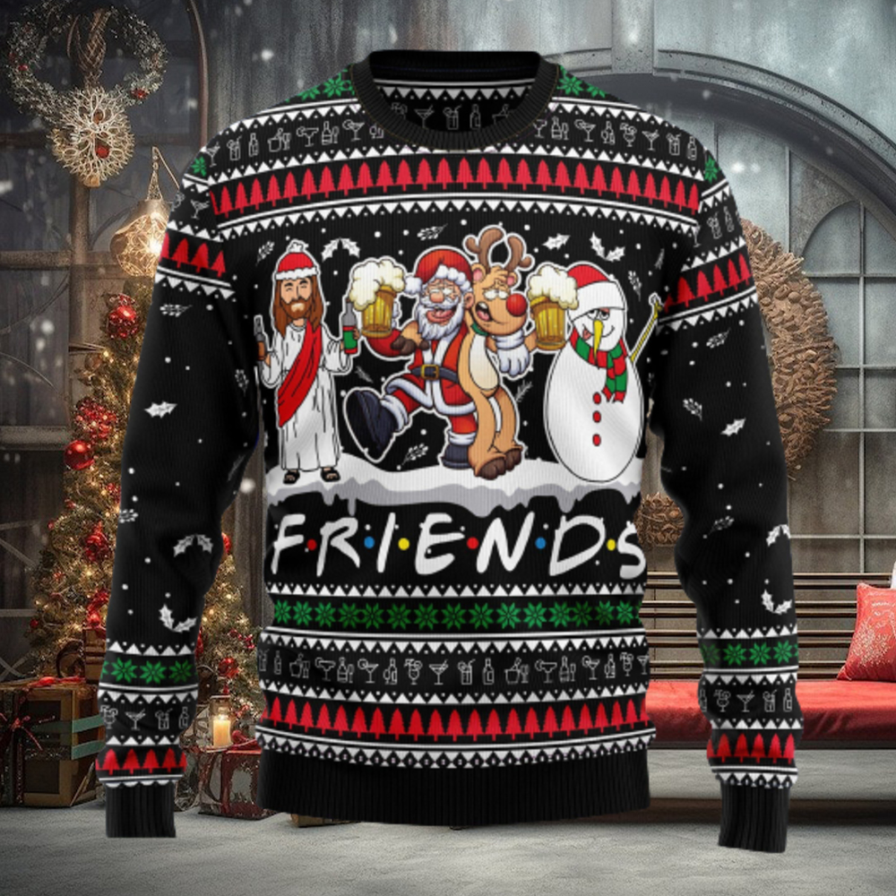 Santa Claus Jesus Friend Ugly Christmas Sweater Thankgiving Gift Men Women Santa Claus Jesus Friend Ugly Christmas Sweater Thankgiving Gift Men Women