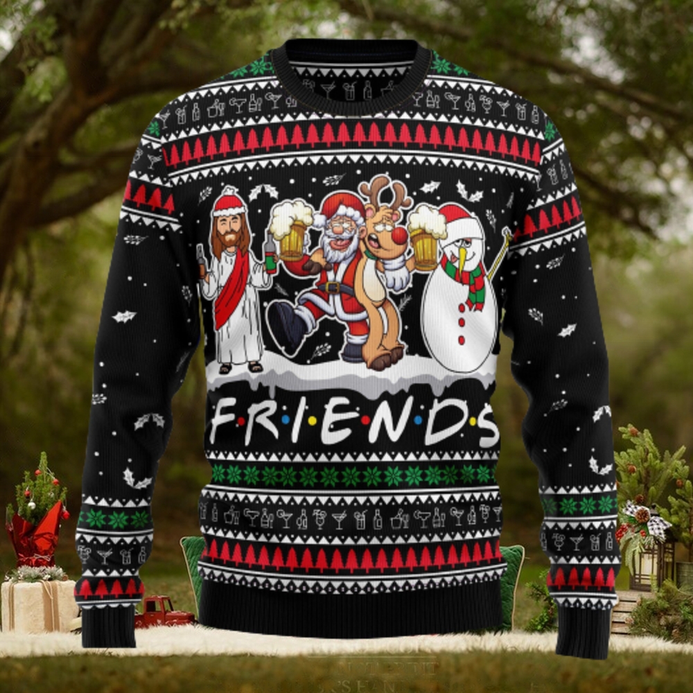 Santa Claus Jesus Friend Ugly Christmas Sweater Thankgiving Gift Men Women Santa Claus Jesus Friend Ugly Christmas Sweater Thankgiving Gift Men Women