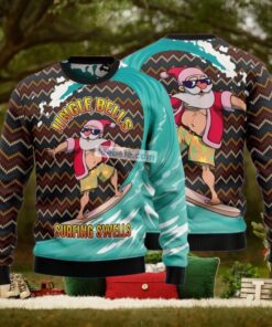 Santa Claus Jingle Bells Surfing Swells Big And Tall Christmas Sweaters