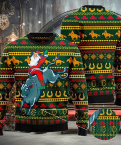 Santa Claus Mechanical Bull Rides Ugly Christmas Sweater