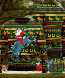 Santa Claus Mechanical Bull Rides Ugly Christmas Sweater