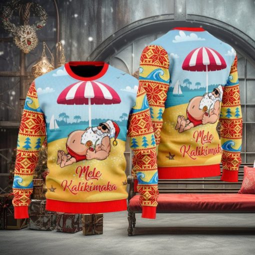 Santa Claus Mele Kalikimaka Beach Ugly Sweater All Over Printed For Men And Women Gift Christmas