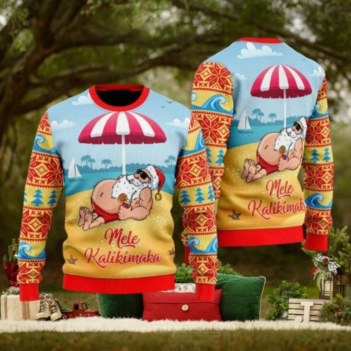 Santa Claus Mele Kalikimaka Beach Ugly Sweater All Over Printed For Men And Women Gift Christmas