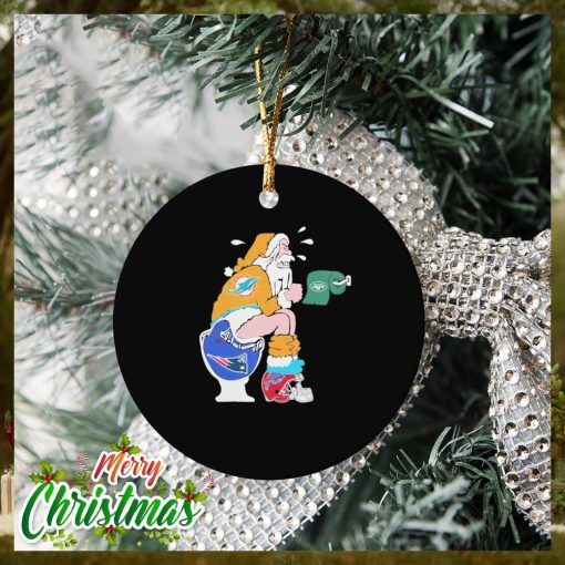 Santa Claus Miami Dolphins Shit On Toilet New England Patriots Christmas Ornament