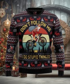 Santa Claus On Mountain Bike Ugly Christmas Sweater