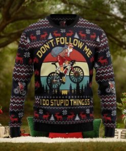 Santa Claus On Mountain Bike Ugly Christmas Sweater