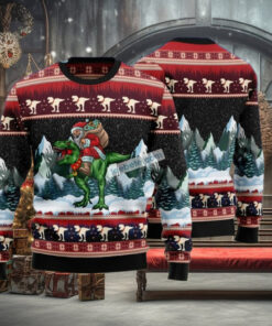 Santa Claus Riding Dinosaur Pet Ugly Sweater