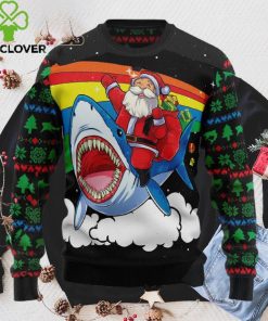 Santa Claus Riding Shark Ugly Christmas Sweater, Xmas Sweatshirt