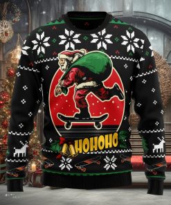 Santa Claus Skateboard Ugly Christmas Sweater Thankgiving Gift Men Women