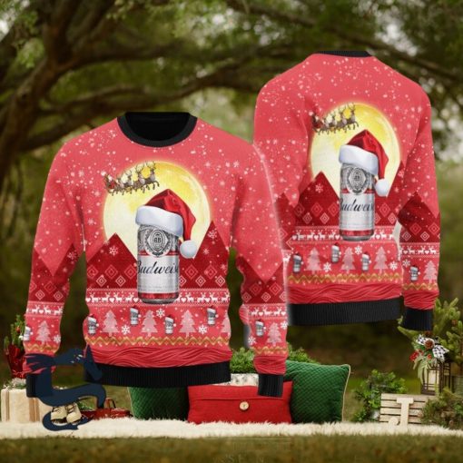 Santa Claus Sleigh Budweiser Ugly Sweater, Christmas Gift Apparel, Merry Ugly Christmas Sweater