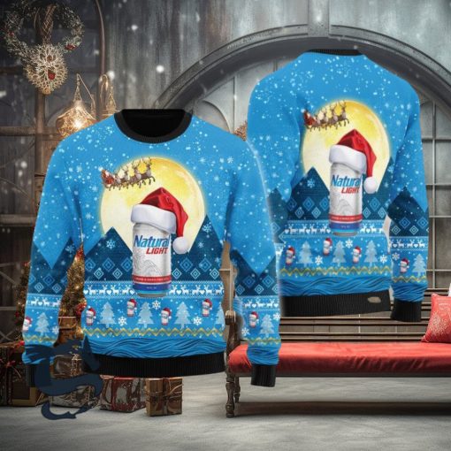 Santa Claus Sleigh Natural Light Ugly Sweater, Christmas Gift Apparel, Merry Ugly Christmas Sweater
