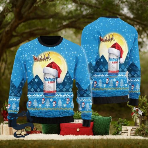 Santa Claus Sleigh Natural Light Ugly Sweater, Christmas Gift Apparel, Merry Ugly Christmas Sweater