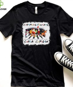 Santa Claus Snowman Elf And Reindeers Abbey Road Christmas CNA Crew Shirt