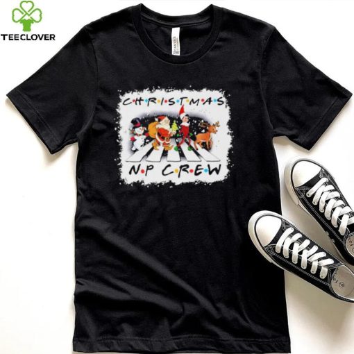 Santa Claus Snowman Elf And Reindeers Abbey Road Christmas NP Crew Shirt