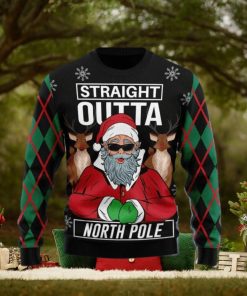 Santa Claus Straight Outta North Pole Ugly Christmas Sweater Gift Men Women