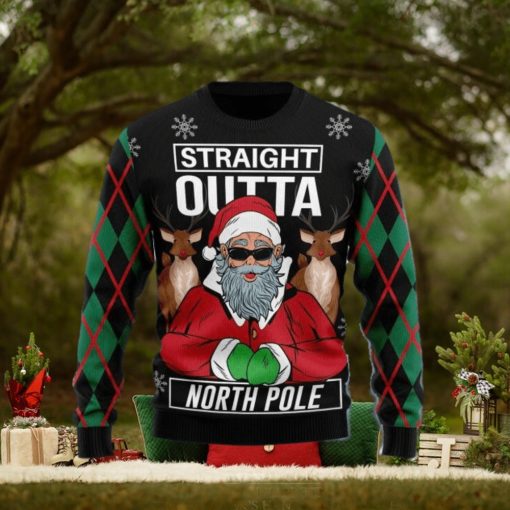 Santa Claus Straight Outta North Pole Ugly Christmas Sweater Gift Men Women