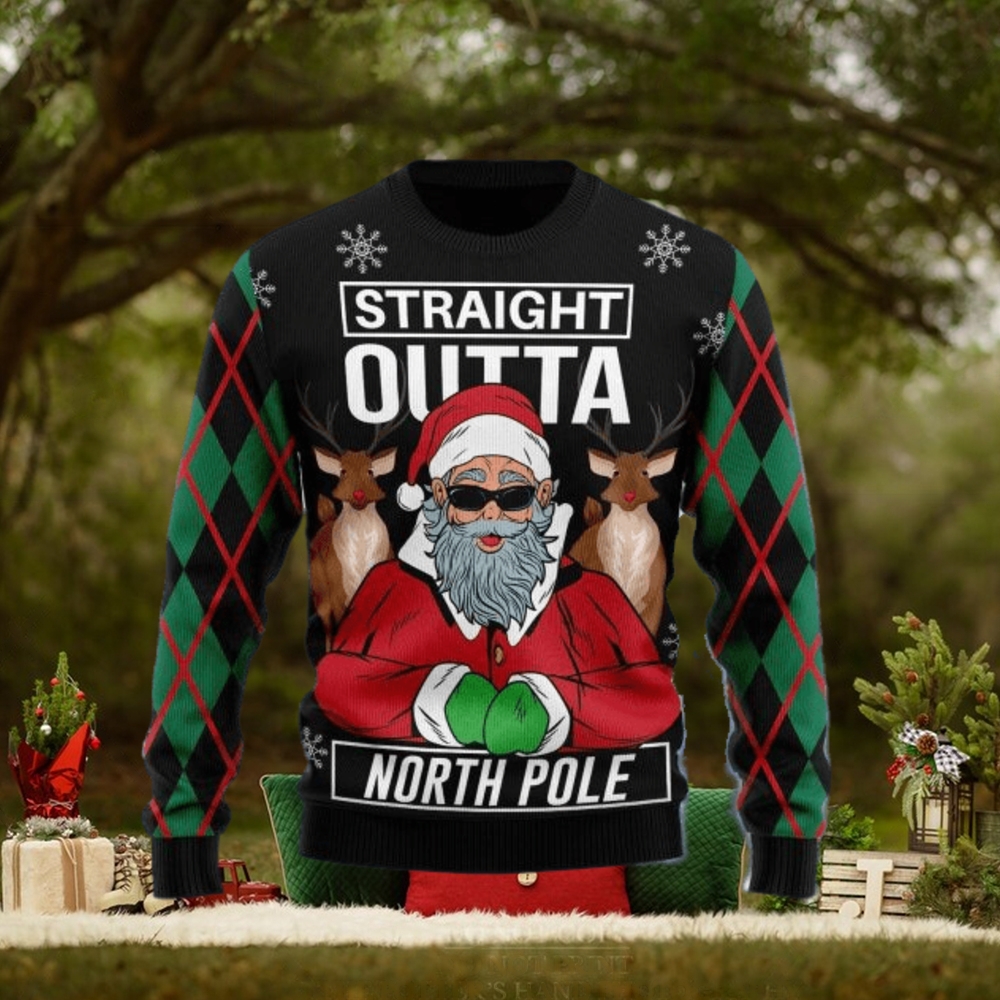Santa Claus Straight Outta North Pole Ugly Christmas Sweater Gift Men Women Santa Claus Straight Outta North Pole Ugly Christmas Sweater Gift Men Women