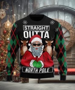 Santa Claus Straight Outta North Pole Ugly Christmas Sweater Gift Men Women
