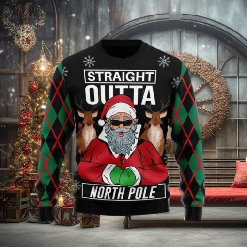 Santa Claus Straight Outta North Pole Ugly Christmas Sweater Gift Men Women