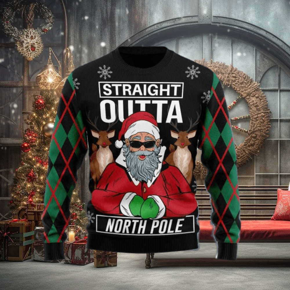 Santa Claus Straight Outta North Pole Ugly Christmas Sweater Gift Men Women Santa Claus Straight Outta North Pole Ugly Christmas Sweater Gift Men Women