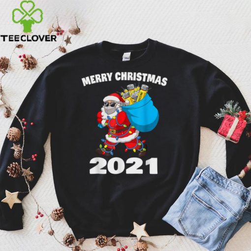 Santa Claus Vaccinated Xmas Lights Merry Christmas 2021 T Shirt