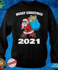 Santa Claus Vaccinated Xmas Lights Merry Christmas 2021 T Shirt