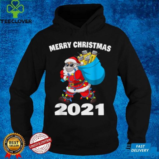 Santa Claus Vaccinated Xmas Lights Merry Christmas 2021 T Shirt