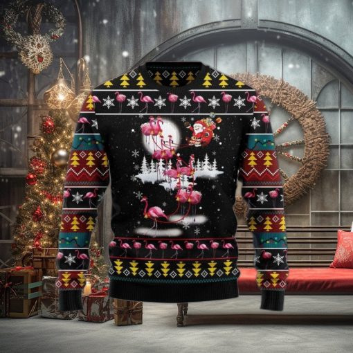 Santa Claus With Flamingo Reindeer Ugly Christmas Sweater