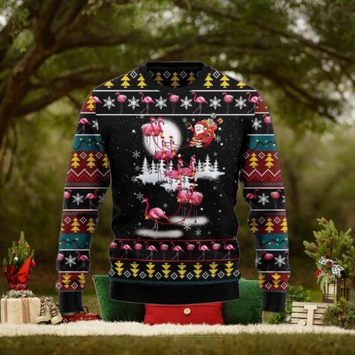 Santa Claus With Flamingo Reindeer Ugly Christmas Sweater