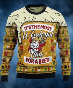 Santa Claus Wonderful Time For A Beer Ugly Christmas Sweater, Faux Wool Sweater, International Beer Day, Gifts For Beer Lovers, Best Christmas Gifts For 2022