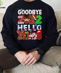 Santa Claus and Reindeer Goodbye 2022 hello 2023 christmas light sweater