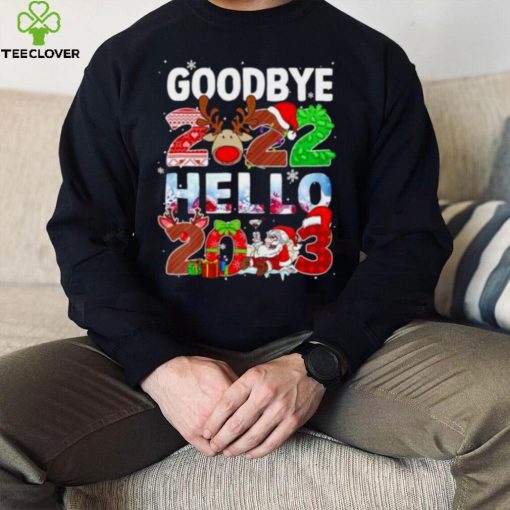 Santa Claus and Reindeer Goodbye 2022 hello 2023 christmas light sweater