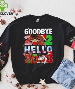 Santa Claus and Reindeer Goodbye 2022 hello 2023 christmas light sweater