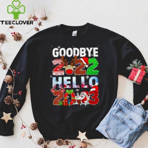 Santa Claus and Reindeer Goodbye 2022 hello 2023 christmas light sweater