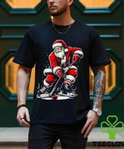 Santa Claus playing ice hockey sport Christmas shirt