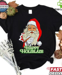 Santa Claus smoking Happy Holiblaze Christmas shirt