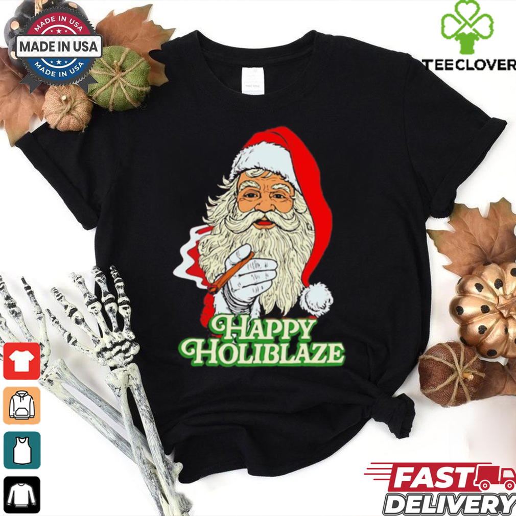 Santa Claus smoking Happy Holiblaze Christmas shirt Santa Claus smoking Happy Holiblaze Christmas shirt