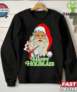 Santa Claus smoking Happy Holiblaze Christmas shirt