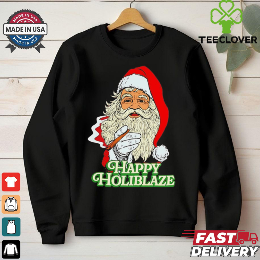 Santa Claus smoking Happy Holiblaze Christmas shirt Santa Claus smoking Happy Holiblaze Christmas shirt