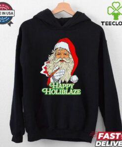 Santa Claus smoking Happy Holiblaze Christmas shirt