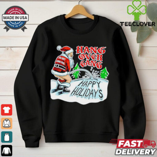 Santa Claus urinates on the snow Happy Holidays shirt