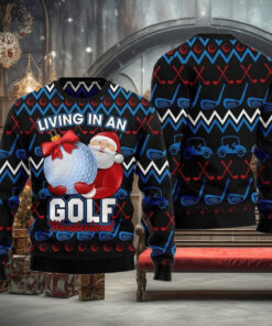 Santa Clause Golf Wonderland Ugly Christmas Sweater
