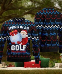 Santa Clause Golf Wonderland Ugly Christmas Sweater