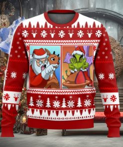 Santa Clause Grinch Yelling Meme All Over Printed Ugly Christmas Sweater Trending Christmas Gift Ideas