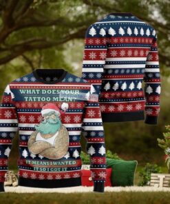 Santa Clause Love Tattoo Red Ugly Sweater Party
