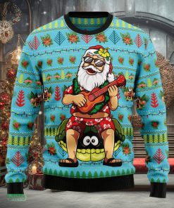 Santa Clause Plays Guitar Ugly Christmas Sweater Gift For Men Women