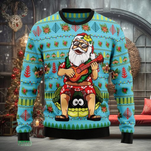 Santa Clause Plays Guitar Ugly Christmas Sweater Gift For Men Women